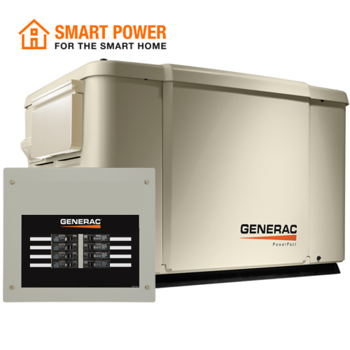 Generac PowerPact 7.5kW Standby Generator Essential Backup Power with 50A Load Center ATS | 6998